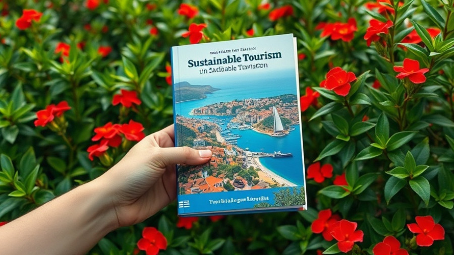 Book about sustainable travel trends in a floral setting