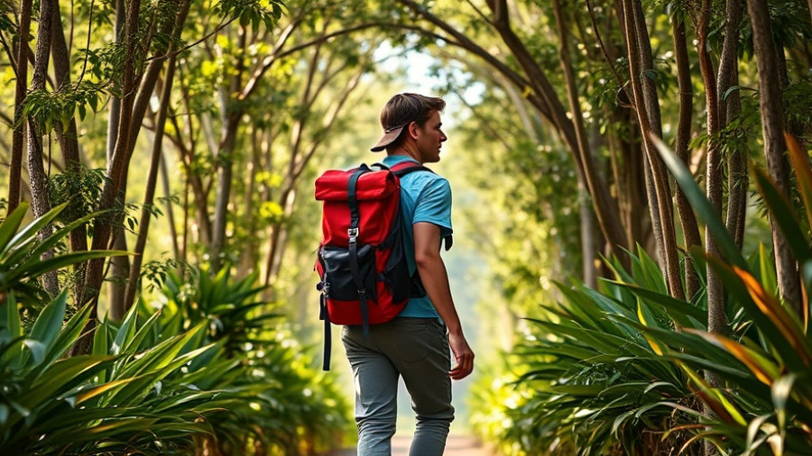 Adventurous backpacker exploring budget travel place in nature.