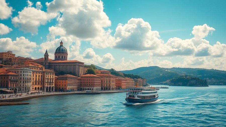 Coastal cityscape with historic buildings and boat, illustrating how to pick a travel destination.