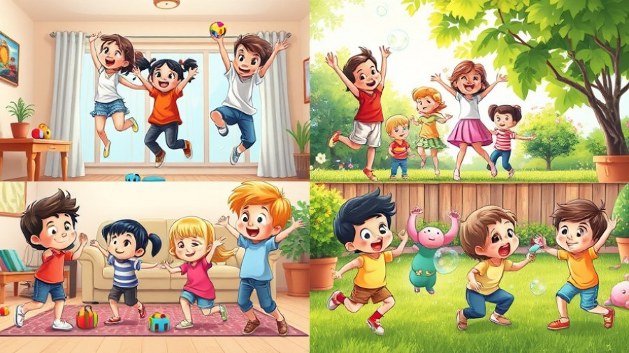 Fun family activities: kids' energetic play collage.