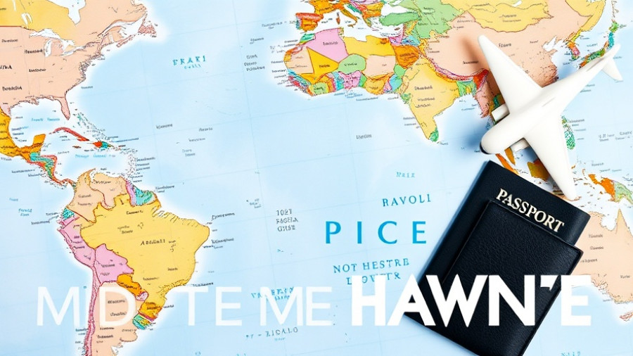 Travel mistakes to avoid with map, passports, airplane model.