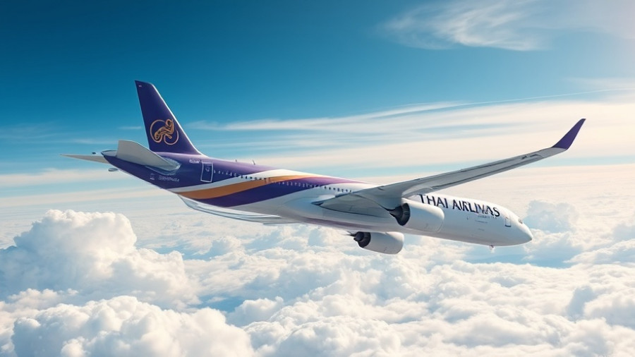 Thai Airways airplane in flight representing airline's growth.