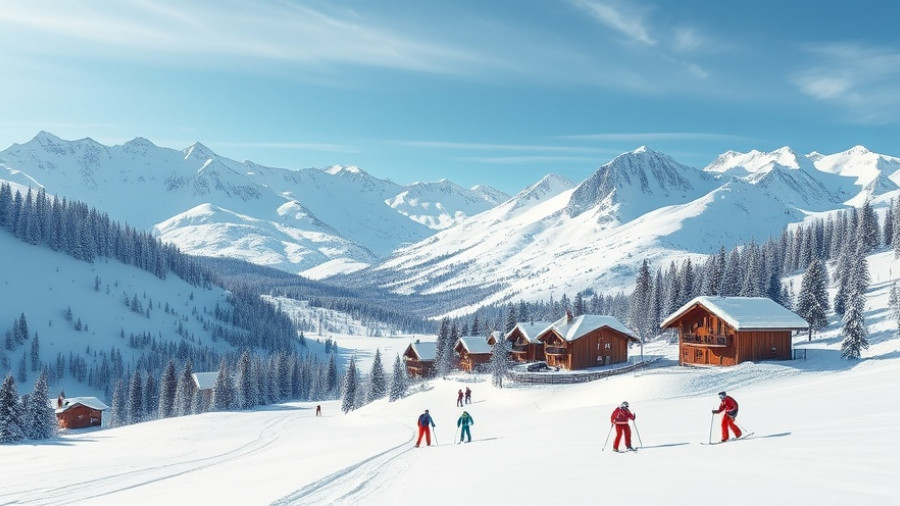 Montenegro ski destinations with stunning mountain scenery and skiers