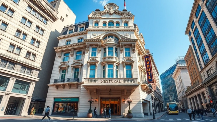 Queens Hotel Leeds facade with city sidewalk and sky