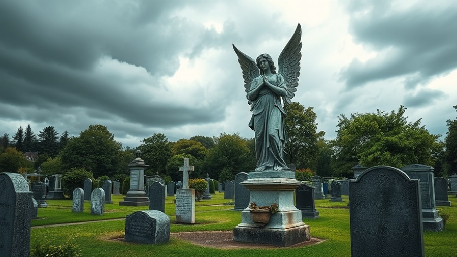 NYC haunted history adventures in a serene graveyard with angel statue.