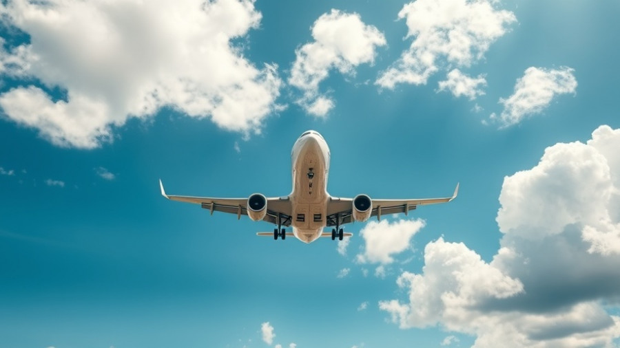 Commercial aircraft flying with blue sky and clouds, hidden airline fees concept.