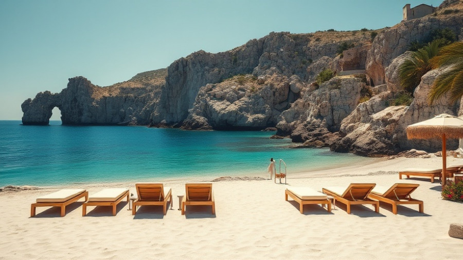 Stunning beach club scene in Santorini for travel news.