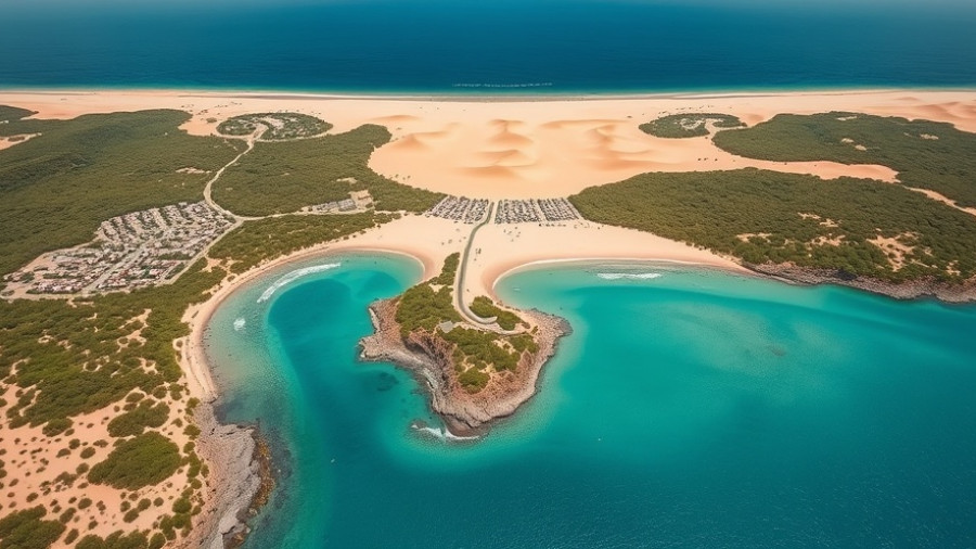 Coastal landscape with sand and greenery for how to pick a travel destination.