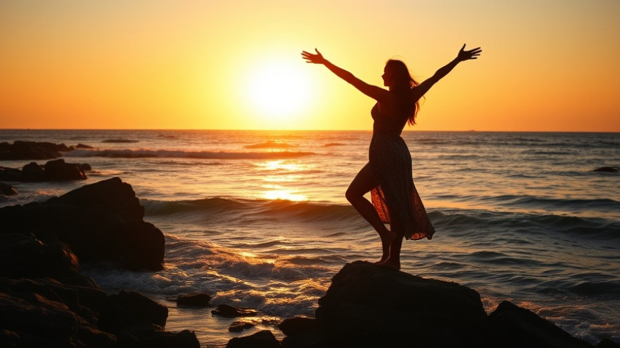 Balancing on rocks near the sea at sunset, safety while traveling.