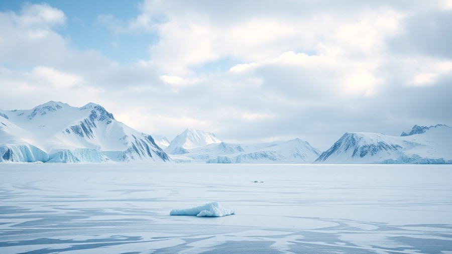 Expansive Arctic landscape with mountains and frozen ocean.