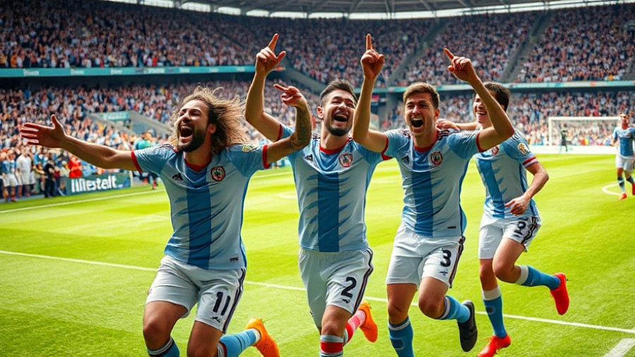 Soccer celebration at vibrant sports event in Maine stadium.