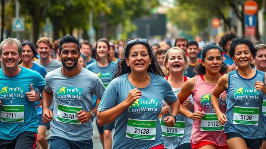 Charity runners balancing life training fundraising in a race.