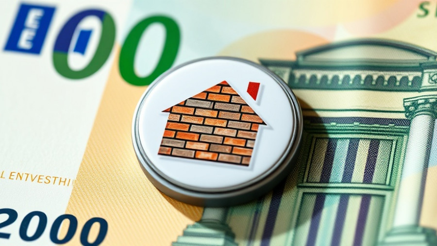 Brick-patterned house icon on Euro note; sell home quickly for top dollar.