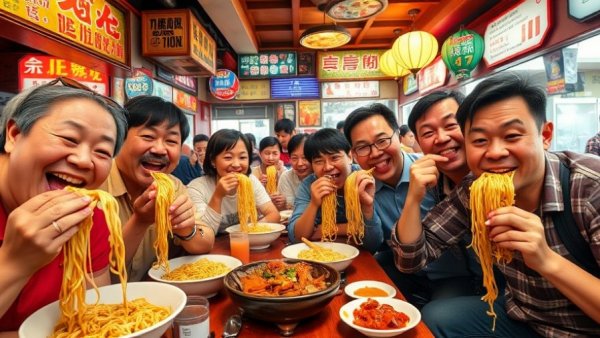 Family-friendly dining in Hong Kong: lively restaurant scene with diners.