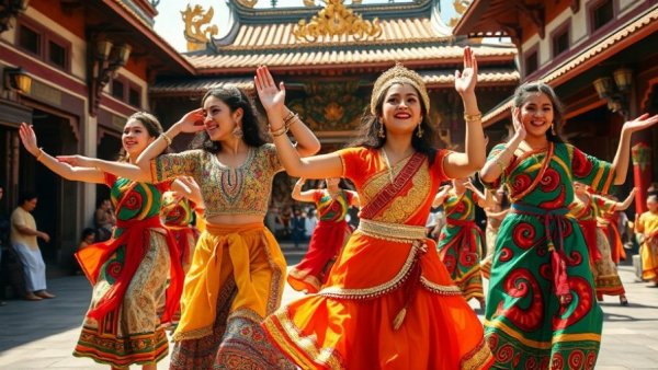 Colorful traditional dance showing cultural exchange in travel.