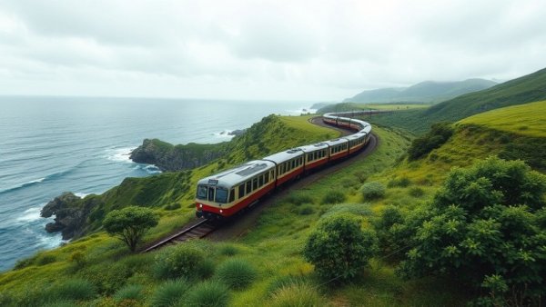 Scenic train journey showcasing benefits of slow travel for families.