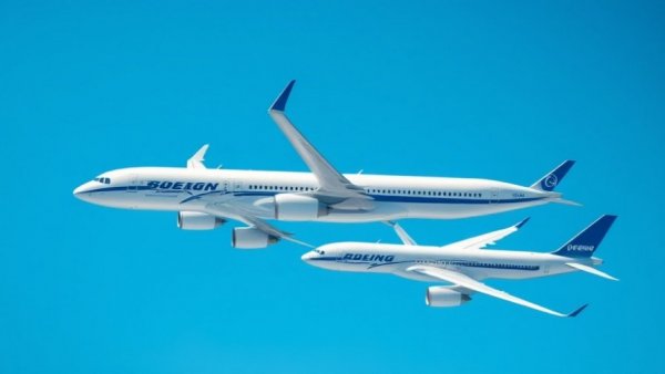 Boeing planes flying in formation at Dubai Airshow 2025.