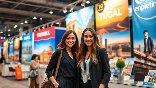 Travel news US: Two women at travel expo booth promoting Mayan Sanctuary.