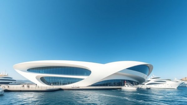 AMAALA luxury travel destination with futuristic waterfront building.