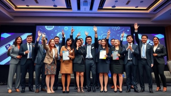 Business leaders celebrating USD 113 billion portfolio investments in tourism on stage.