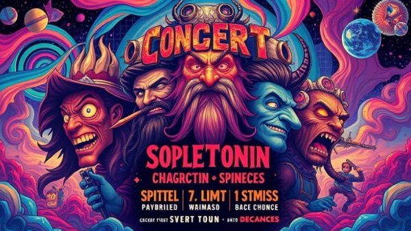 Psychedelic concert poster for cultural events today