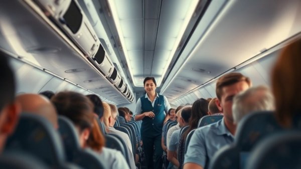Crowded airplane cabin illustrating worst seats on a plane.