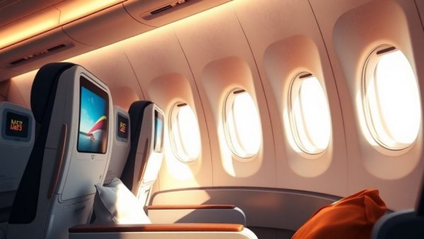 Luxurious airplane seat and screen, travel on a budget Europe