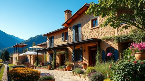 Charming rustic villa in the world's leading small sustainable destination, surrounded by lush greenery.