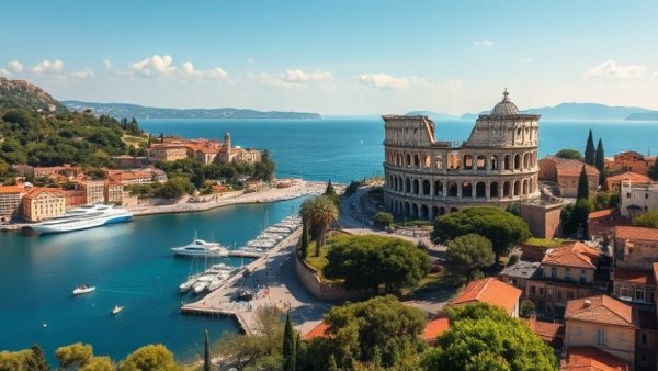 Dreamlike travel destination combining Mediterranean coast and ancient architecture for choosing where to go.