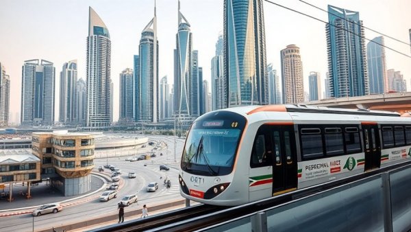 Dubai Metro tribute to UAE Founding Fathers with cityscape.