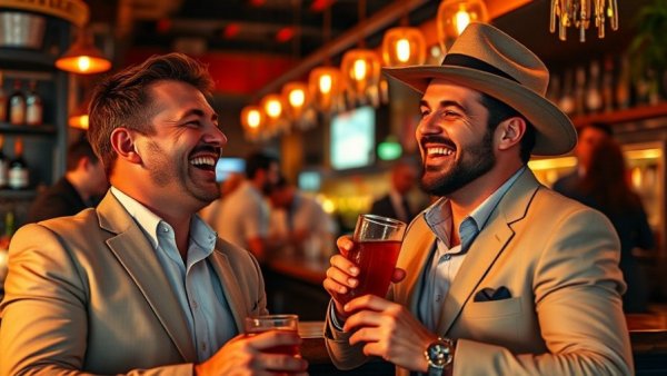 Giovanny Gutierrez enjoying Miami cocktails in a lively bar scene.