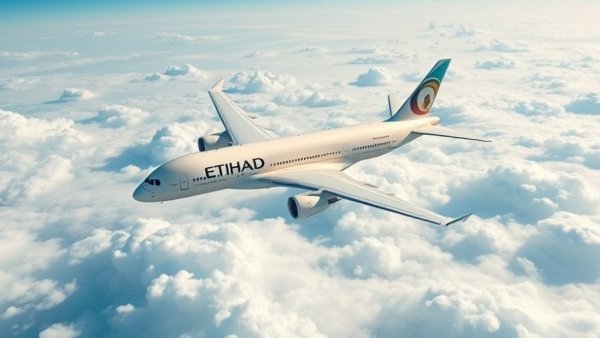 Etihad A380 Tokyo flight soaring in clear skies.