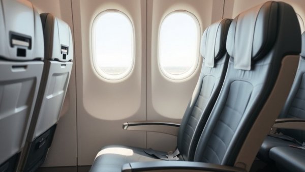 Economy airplane seat with water bottle, ideal for travelling in a budget.