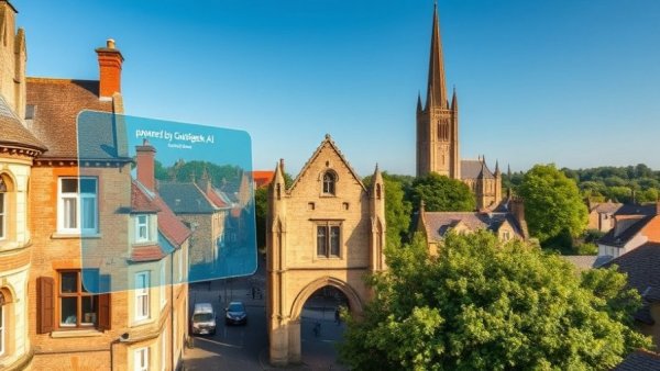 Aerial view of Rye with AI Tourism Tool overlay.