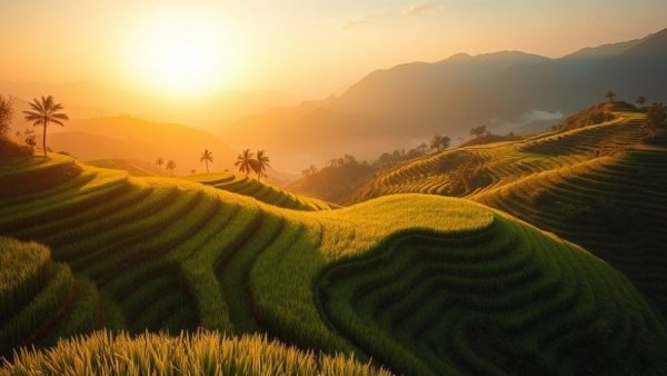 Breathtaking terraced fields at sunset, how to pick a travel destination