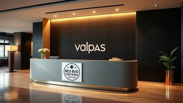 Modern hotel reception showcasing safe and sustainable stay certification.