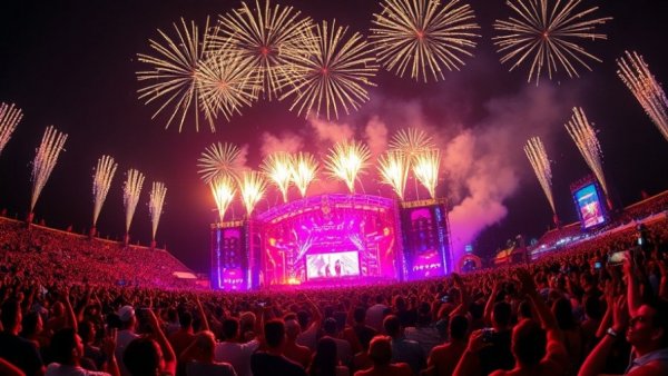 Soundstorm 2025 Festival: vibrant fireworks and massive stage.