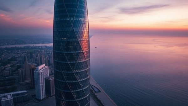 Futuristic glass tower in Dubai reflecting 2026 travel trends.