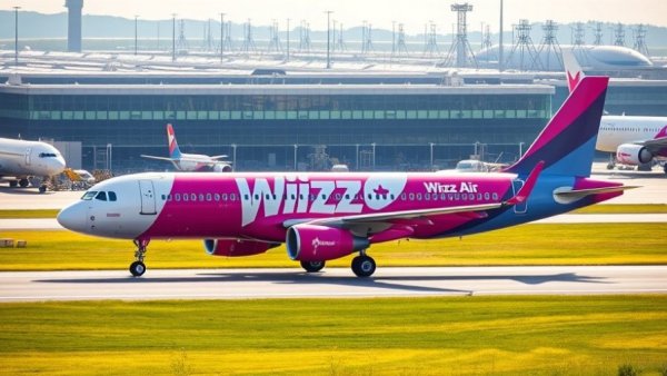 Wizz Air plane on runway, symbolizing new Greek island routes.
