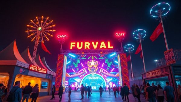 Vibrant night scene at Riyadh Season 2025-26 festival.