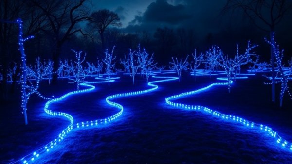 Magical LED light display in Brooklyn holiday adventure.