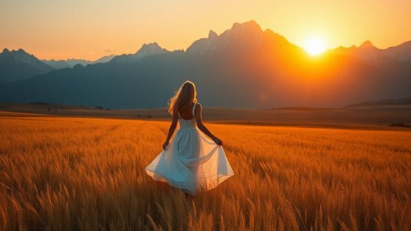 Serene mountain sunset with woman exploring, how to choose travel destination
