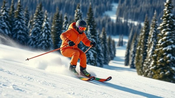Skier on Montana ski hills mastering slope, vibrant scenery.