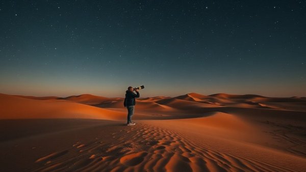 Stargazing adventure at Mleiha National Park under a starry desert sky.
