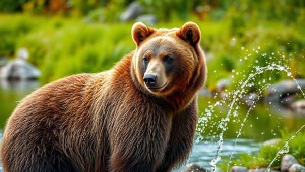 Young grizzly bear in natural habitat during a travel adventure