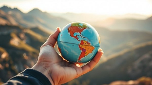 Hand holding globe symbolizing global travel in 2025.