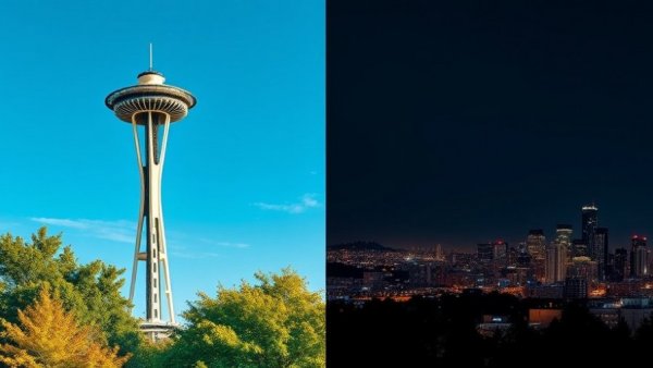 Seattle Space Needle day and night contrast - Seattle tourist spots