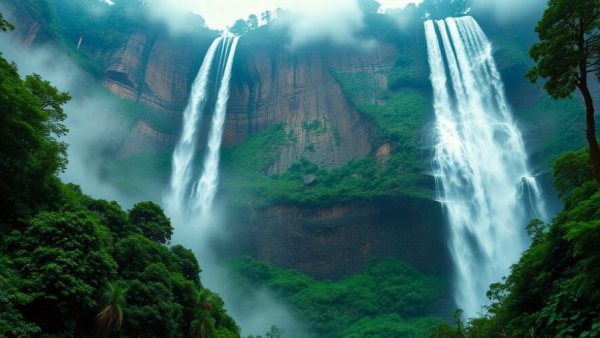 Angel Falls in Venezuela with misty jungle, FCDO travel advice Venezuela