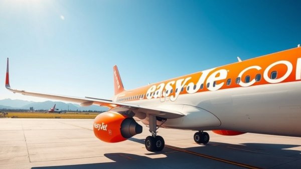 EasyJet airplane on tarmac at Birmingham Airport for Twilight Bag Drop service.