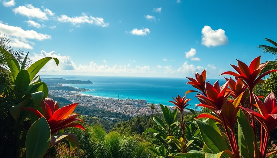 Spectacular view of Madeira, Portugal with lush gardens.